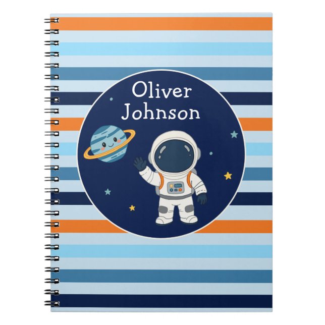 Personalised Astronaut Planet Space School Notebook (Front)