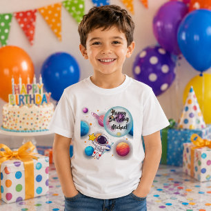 Personalised Astronaut & Planets Birthday T-Shirt