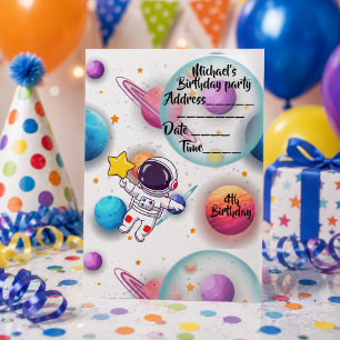 Personalised Astronaut & Planets Party Invitation