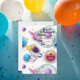 Personalised Astronaut & Planets Party Invitation
