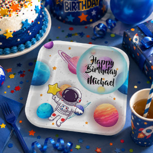 Personalised Astronaut & Planets Party Plates