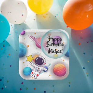 Personalised Astronaut & Planets Party Plates