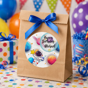 Personalised Astronaut & Planets Party Stickers