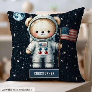 Personalised Astronaut Teddy Bear Pillow Baby Boy