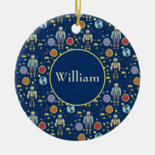 Personalised Astrounaut Space Man Colourful Ceramic Tree Decoration