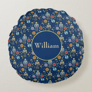Personalised Astrounaut Space Man Colourful Round Cushion