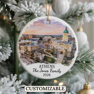 Personalised Athens Ornament, Custom Georgia Ceramic Tree Decoration