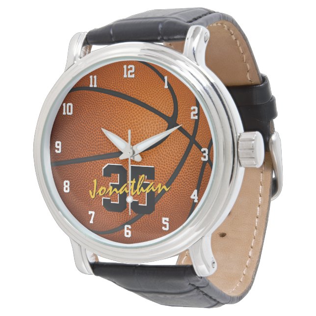 personalised athlete name jersey number basketball watch (Angled)