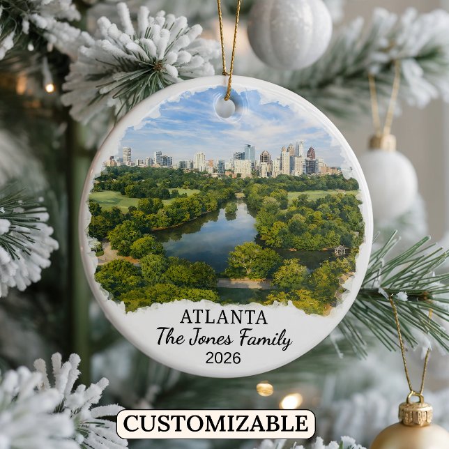 Personalised Atlanta Ornament, Custom Georgia Ceramic Tree Decoration (Creator Uploaded)