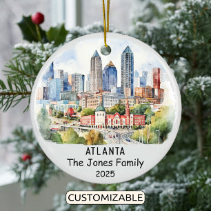 Personalised Atlanta Ornament, Georgia Ceramic Tree Decoration