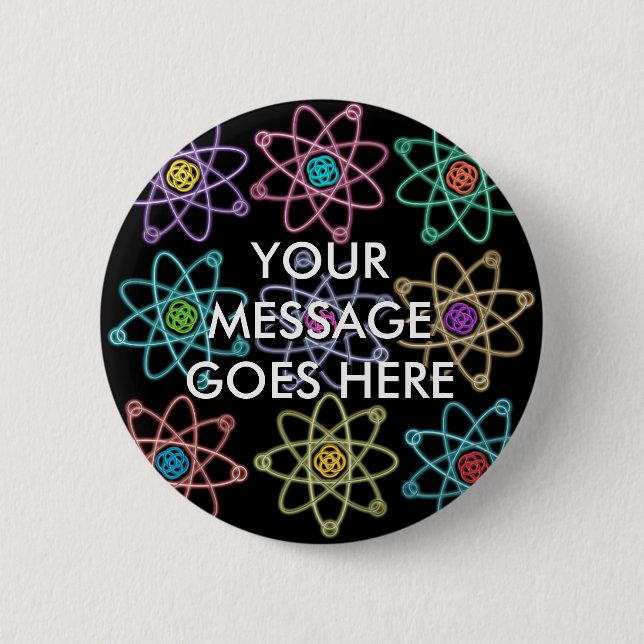 Personalised Atomic Structure Pattern 6 Cm Round Badge (Front)