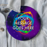 Personalised Atomic Structure Spots 6 Cm Round Badge<br><div class="desc">SCIENCE BUTTONS & BADGES. Personalise with your own message. Cool,  trendy science inspired buttons and badges designed for all scientists,  science teachers,  science students,  in short,  any science geek in your life (and that includes you)! Designed by Science Geekness© at http://www.zazzle.com/sciencegeekness*</div>