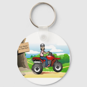 Personalised ATV Rider - Female Cartoon Key Ring