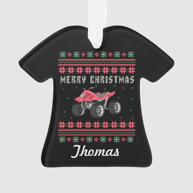 Personalised ATV Ugly Christmas Sweater Ornament (Front)