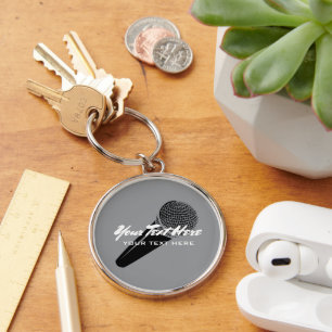 Personalised audio mic microphone logo keychains