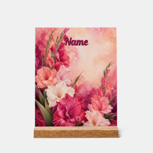 Personalised August Birth Flower Gladiolus Acrylic Sign