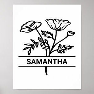 Personalised August Birth Month Flower Floral Art Poster