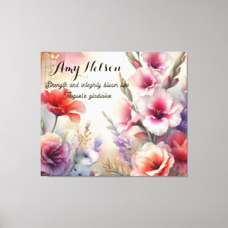 Personalised August Birthday Flowers Gift Canvas Print