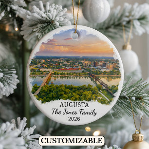 Personalised Augusta Ornament, Custom Georgia Ceramic Tree Decoration