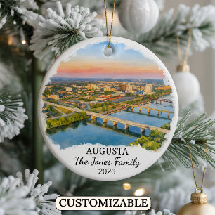 Personalised Augusta Ornament, Custom Georgia Ceramic Tree Decoration