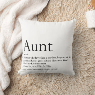 Personalised Aunt Definition Quote Black and White Cushion