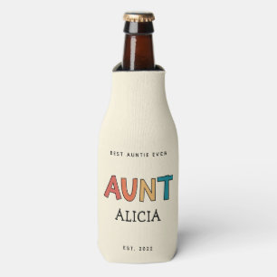 Personalised Aunt Retro Gift Best Auntie Ever Cute Bottle Cooler