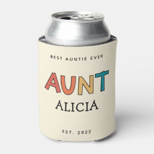 Personalised Aunt Retro Gift Best Auntie Ever Cute Can Cooler