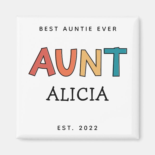 Personalised Aunt Retro Gift Best Auntie Ever Cute Magnet (Front)