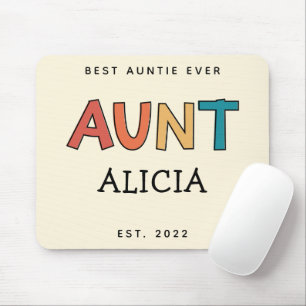 Personalised Aunt Retro Gift Best Auntie Ever Cute Mouse Mat