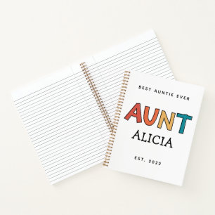 Personalised Aunt Retro Gift Best Auntie Ever Cute Notebook