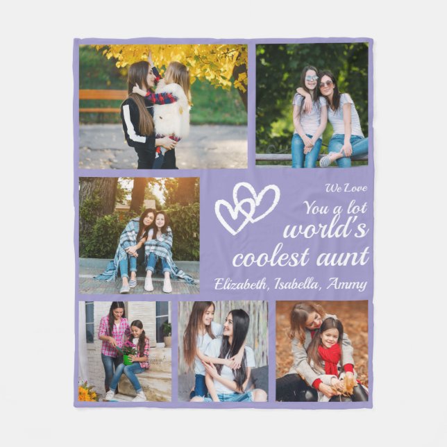 Personalised Aunt Violet 6 Custom Family Photo Fleece Blanket (Front)