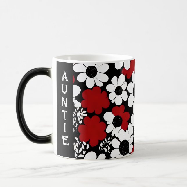 Personalised Auntie Floral Pattern  Magic Mug (Left)