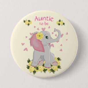Personalised "Auntie to be" elephant themed 7.5 Cm Round Badge