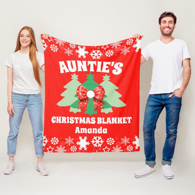 Personalised Auntie's Christmas Gift Fleece Blanket (In Situ)