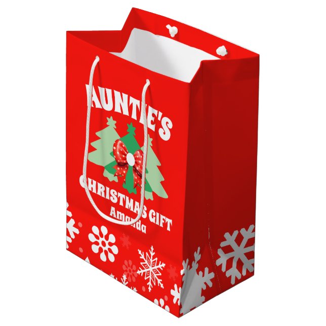 Personalised Auntie's Christmas Gift Medium Gift Bag (Front Angled)