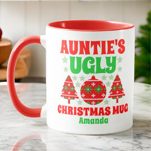 Personalised Auntie's Ugly Christmas Sweater Mug