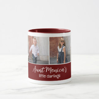 Personalised Aunt's Darlings with 4 Square Photos  Mug