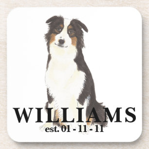 Personalised Aussie Australian Shepherd Dog Coaster
