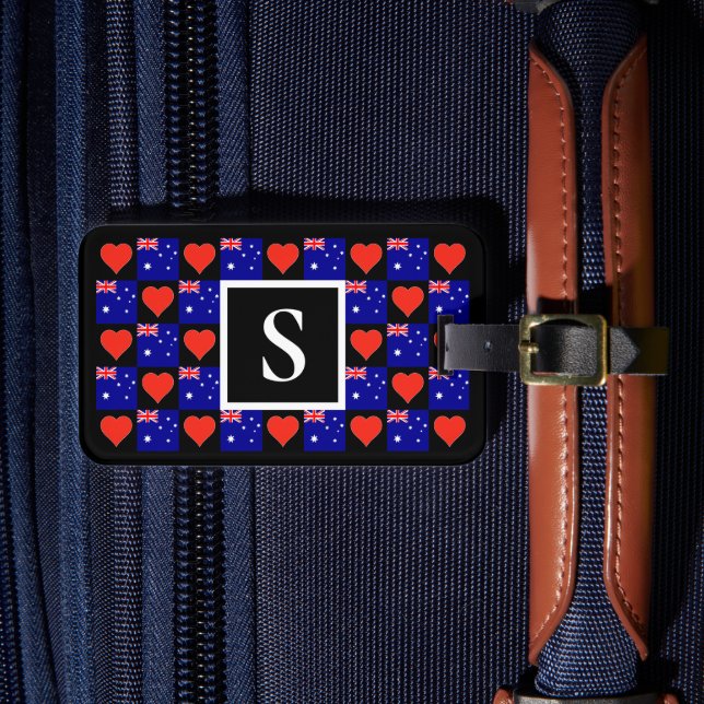 Personalised Australia Flag Custom Text Australian Luggage Tag (Front Insitu 4)