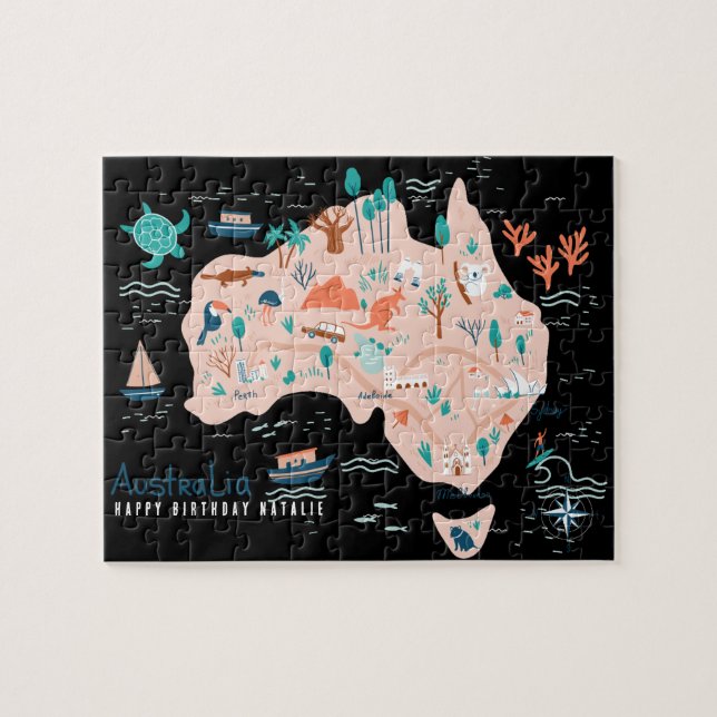 Personalised Australia Map Jigsaw Puzzle for Kids  (Horizontal)