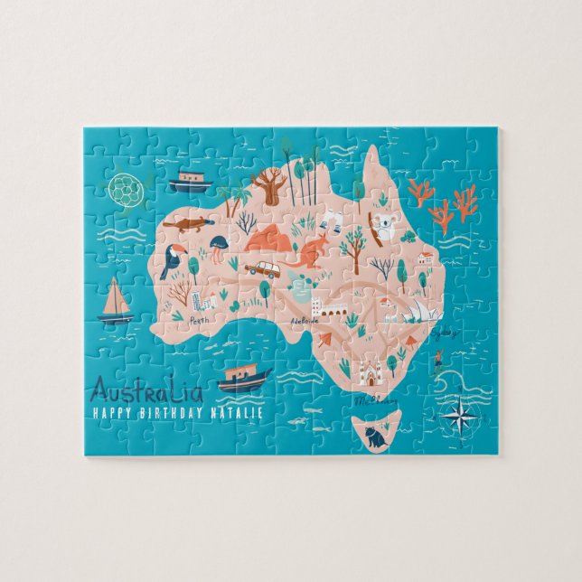 Personalised Australia Map Jigsaw Puzzle for Kids  (Horizontal)