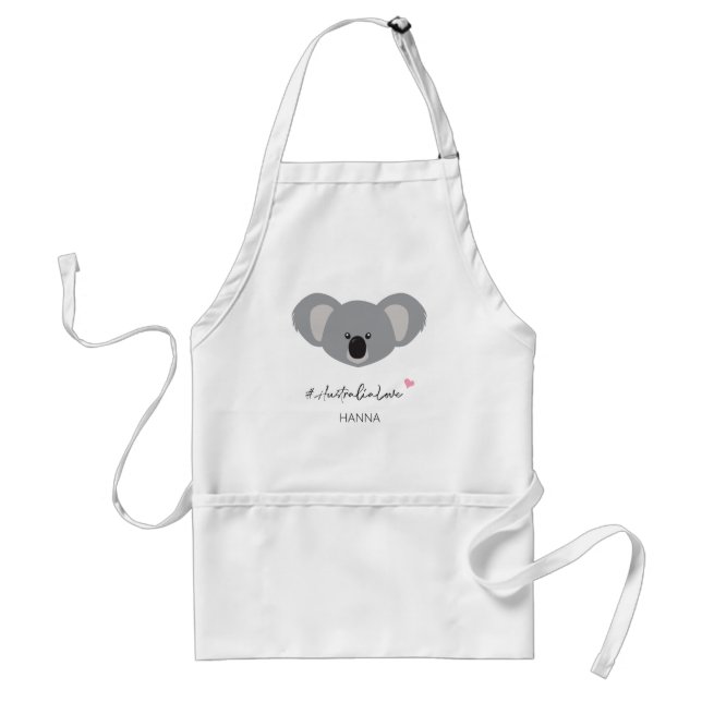 Personalised #AustraliaLove Koala Illustration Standard Apron (Front)