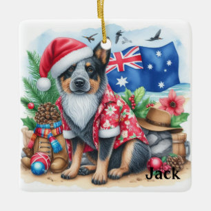 Personalised Australian Cattle Dog Christmas Ceramic Ornament