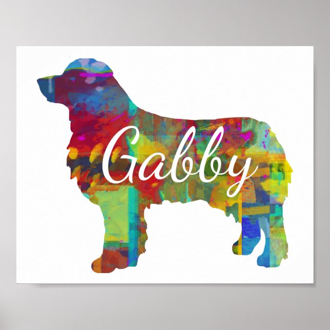 Personalised Australian Shepherd / Aussie Art Poster (Front)