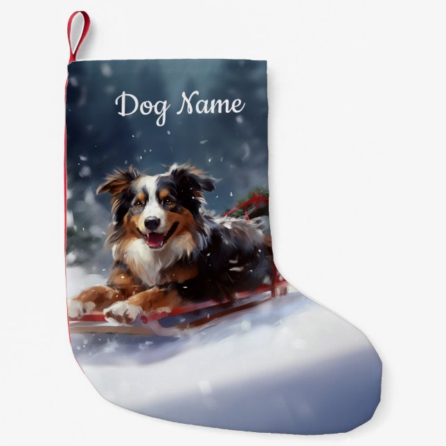 Personalised Australian Shepherd Christmas Small Christmas Stocking (Front)
