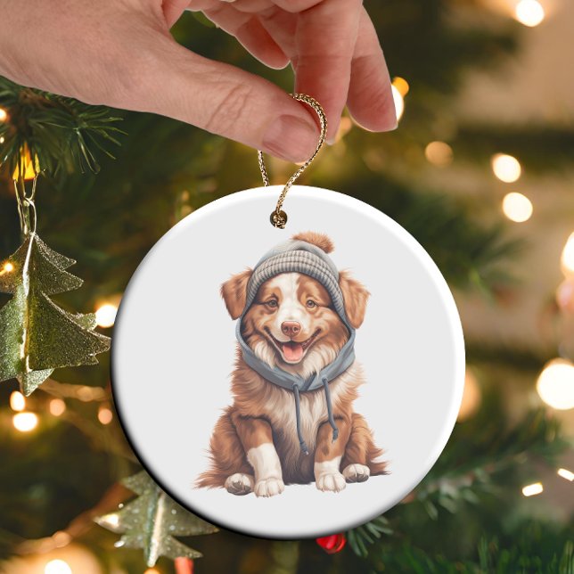 Personalised Australian Shepherd Dog Art Ceramic Tree Decoration (Creator Uploaded)