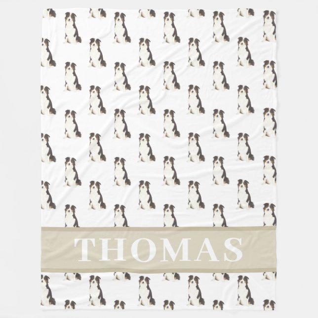 Personalised Australian Shepherd Fleece Blanket (Front)