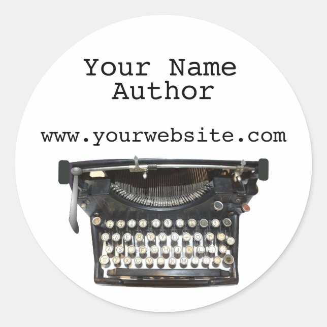 Personalised Author Stickers Typewriter Custom (Front)