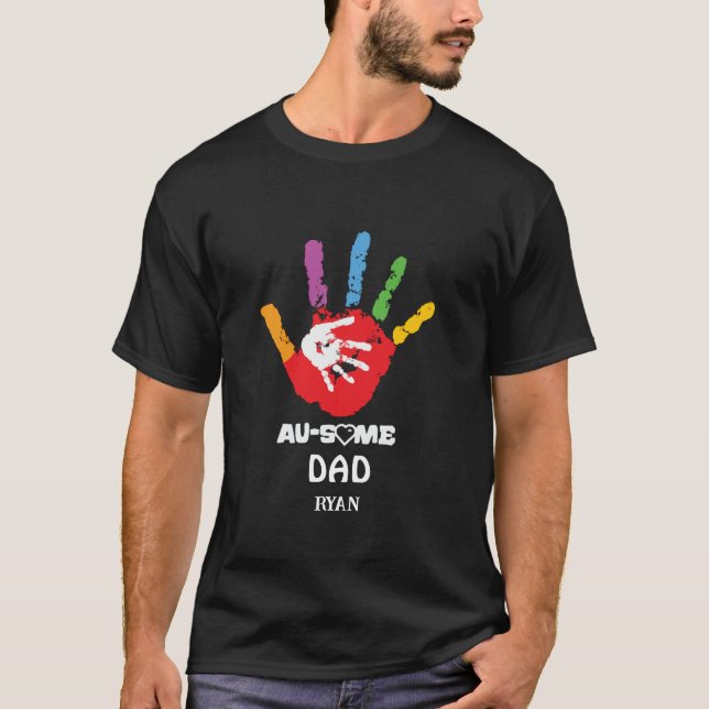 Personalised Autism Awareness Autistic DAD T-Shirt (Front)