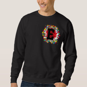 Personalised Autism Awareness Initial E Letter Mon Sweatshirt